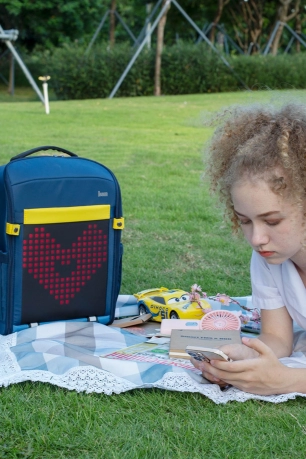 Backpack S Mavi Ledli Ekran App Kontrollü Akıllı Sırt Çanta