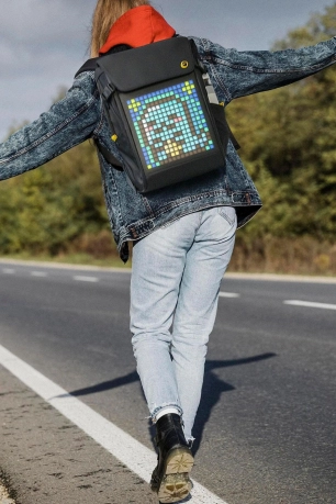 Backpack M Siyah Ledli Ekran App Kontrollü Akıllı Sırt Çanta